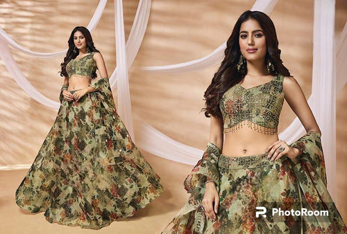 Boutique collection - olive green floral Lehenga