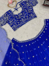 Royal blue threadwork Lehenga