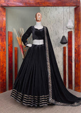 Elegant velvet black sequinned Lehenga