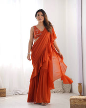 Rust ready to wear sharara saree (XS-XXL)