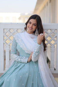 Baby blue Georgette anarkali readymade