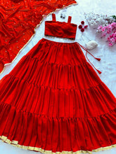 Red tiered readymade chaniya choli
