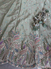 Pistachio satin silk scalloped Lehenga