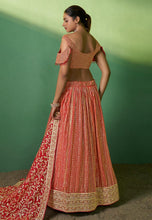 Arna collection - red and gold georgette sequins Lehenga