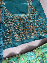 Shades of green organza digital print lehenga