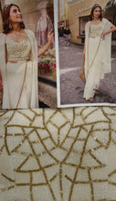 Elegant Ivory Drape Saree with Embellished Blouse & Cape