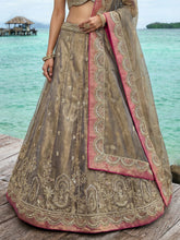 Gold tissue embroidered lehenga