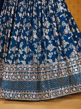 Dove blue dola silk jacquard Lehenga