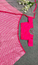 Pink striped mirror work Lehenga