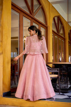 Pale pink and light green readymade Lehenga with koti