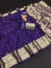Bandhej silk saree with kanchipuram border