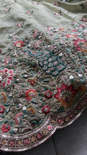 Sage green peacock embroidered lehenga