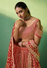 Arna collection - red and gold georgette sequins Lehenga