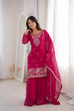 Crunchy silk hot pink palazzo set