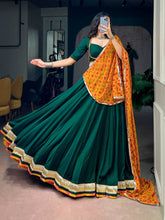 Bottle green readymade Chaniya Choli with bandhani dupatta
