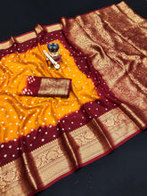 Bandhej silk saree with kanchipuram border