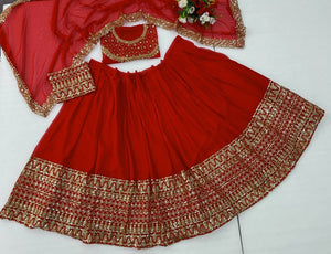 Elegant and simple red georgette Lehenga