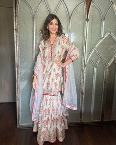 Off white floral sharara set