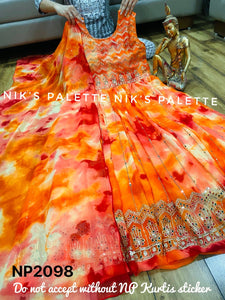 Niks collection - orange shaded anarkali
