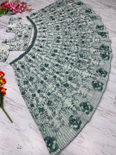 Mint green floral sequinned partywear Lehenga