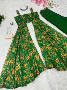 Green digital printed stylish palazzo