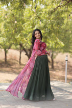 Green georgette readymade Lehenga with shrug