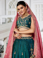 Emerald Green Lehenga with contrasting dupatta