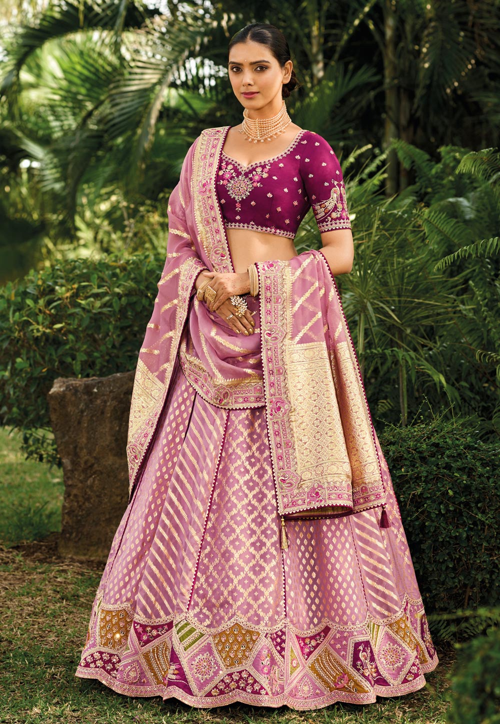 Serenity vol 4 - light purple jacquard silk Lehenga