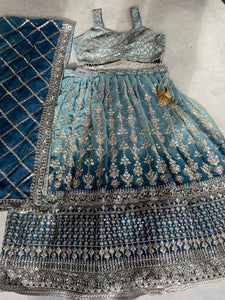 Sea green ombre effect Lehenga - readymade (plus size)