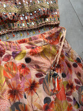 Pastel Peach floral mirror work Lehenga