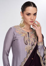 Lavender silk Indo western Lehenga with long top