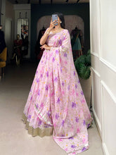 Purple floral silk Lehenga (skirt stitched)
