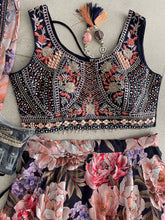Boutique collection -  navy blue floral Lehenga (long sleeves possible)