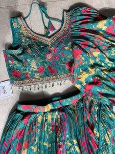 Boutique collection - Indo western misty green floral Lehenga