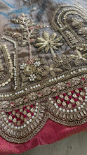 Gold tissue two toned embroidered lehenga