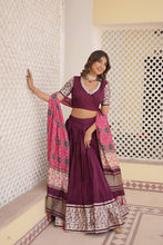 Viscose jacquard Lehenga with gaji silk dupatta in wine