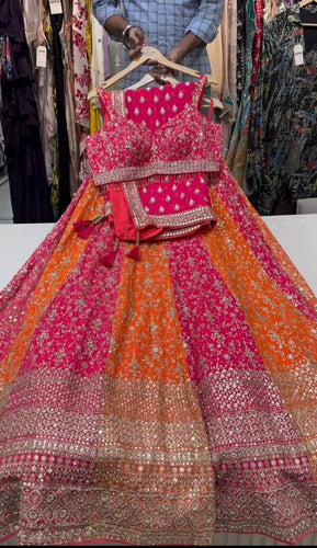Orange and pink georgette Lehenga