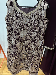 Maroon and gold sharara suit (plus size)