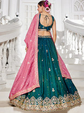 Emerald Green Lehenga with contrasting dupatta