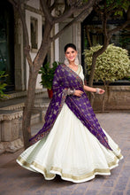 Pure rayon white readymade Lehenga with contrasting dupatta