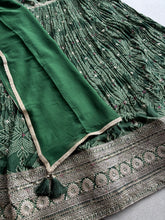 Bottle green reshamkari anarkali