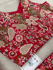 Red palazzo suit (petite)