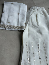 Pastel collection - white chine sequins mirror look embroidered sharara set