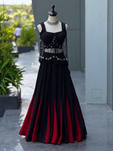 Black and red cotton Indo western lehenga