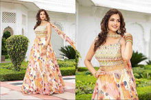 Pastel Peach floral mirror work Lehenga