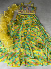 Boutique collection - bright abstract Lehenga with ruffle dupatta