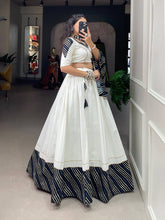 White printed garba lehenga with gota patti readymade