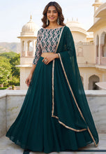 Bottle green Georgette flowy and simply Lehenga