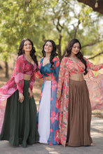 White georgette readymade Lehenga with shrug