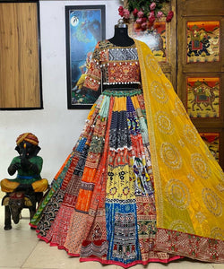 Colourful cotton with Mirror work chaniya choli (skirt stitched)